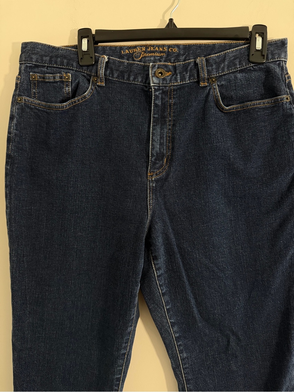 Lauren Jeans Co Womens Petite 14P Dark Wash Denim Jeans Classic Timeless Preppy - Picture 3 of 11